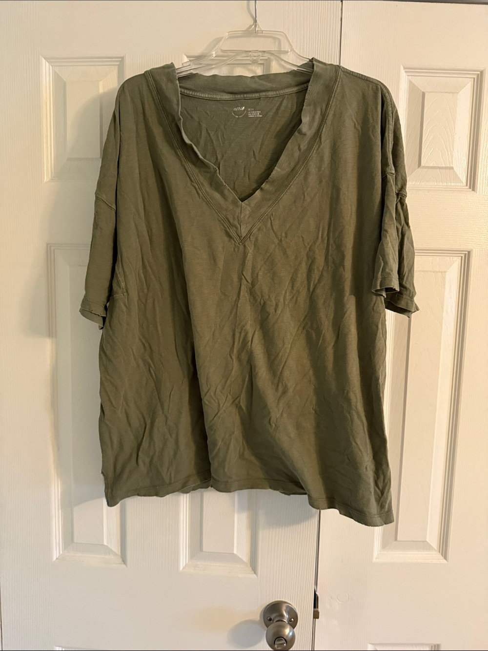 aerie Olive Green V-Neck Short Sleeve Tee